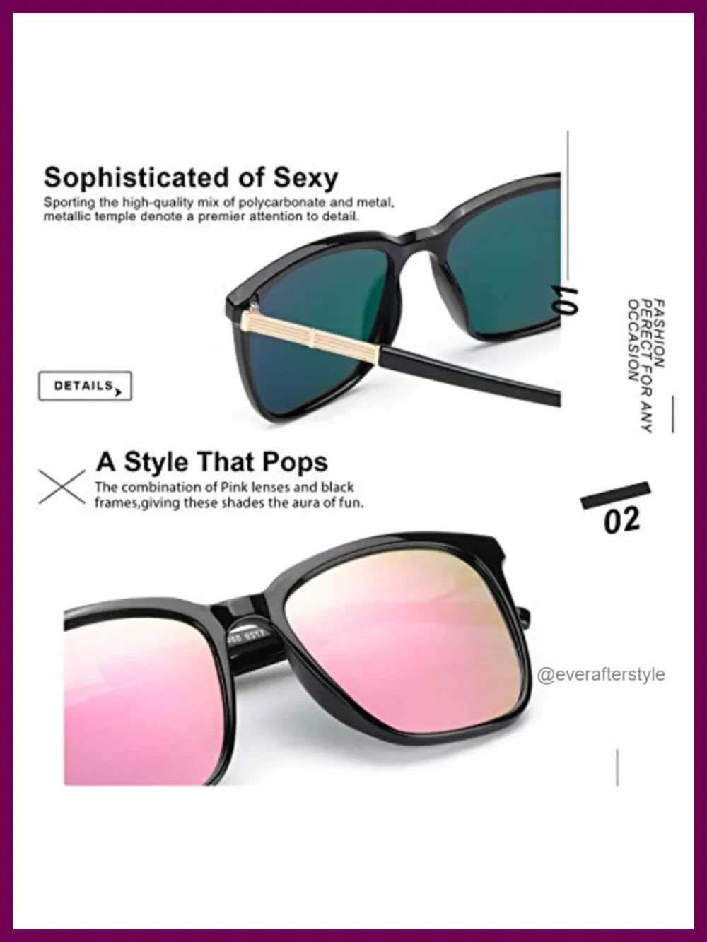 Square Polarized Sunglasses UV400 Protection Women's Retro Shield